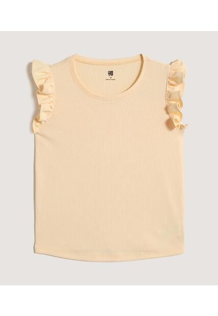 Camiseta Infantil Niña Manga Sisa Cuello Redondo Color Amarillo Marca Ostu #90090336
