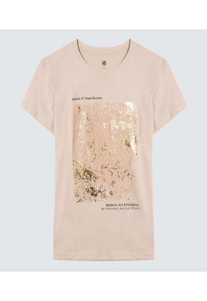 Camiseta Para Mujer Manga Corta Color Beige Marca Ostu #40092252