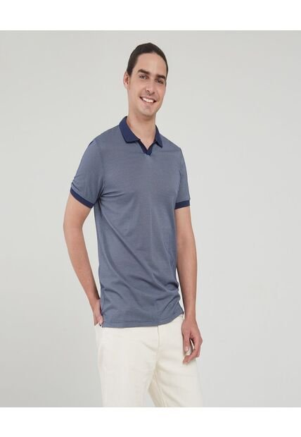 Polo Para Hombre Cuello Tejido Sin Bolsillo Color Azul  Marca Ostu #60110567