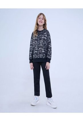 Buzo Para Niña Cuello Redondo Color Negro Marca Ostu #90060120