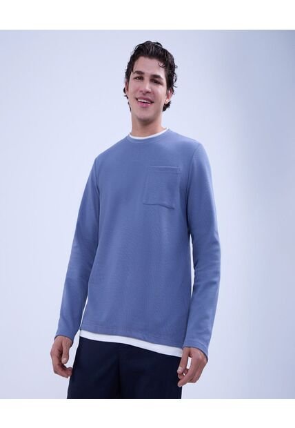 Camiseta Para Hombre Manga Larga Color Azul  Marca Ostu #60091539