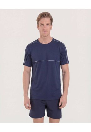 Camiseta Para Hombre Manga Corta Cuello Redondo Color Azul Marca Ostu #60091806