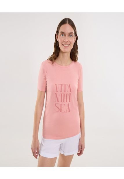 Camiseta Para Mujer Manga Corta Cuello Redondo Color Rosa Marca Ostu #40092491
