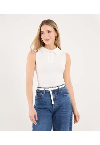Polo Para Mujer Manga Sisa Color Crema Marca Ostu #40110184 Ostu