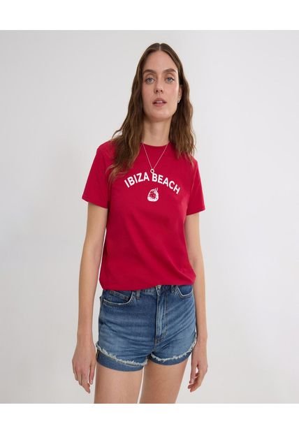 Camiseta Para Mujer Manga Corta Cuello Redondo Color Rojo Marca Ostu #40092442
