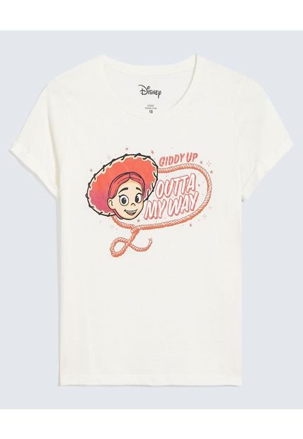 Camiseta Infantil Niña Manga Corta Cuello Redondo Color Crema Marca Ostu #90090312