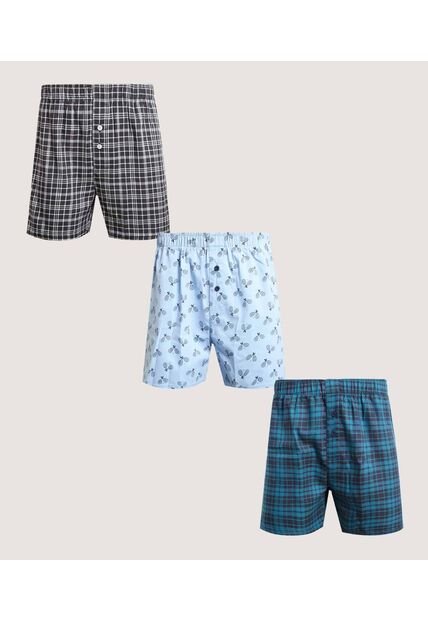 Boxer Para Hombre Bragueta Amplio Color Azul Marca Ostu #60000520