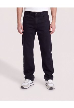 Jean Straight Clásico Para Hombre Negro Ostu