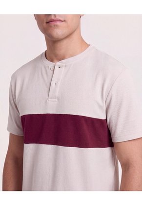 Camiseta Henley Corte Frontal  Para Hombre Café Ostu