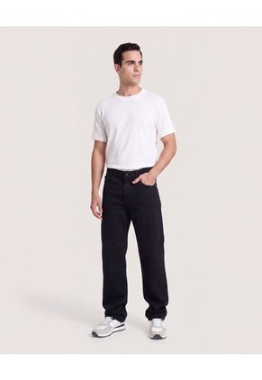 Jean Straight Clásico Para Hombre Negro Ostu