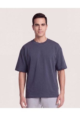 Camiseta Relaxed Básica Unicolor  Para Hombre Azul Ostu Ostu