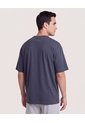 Camiseta Relaxed Básica Unicolor  Para Hombre Azul Ostu de Ostu