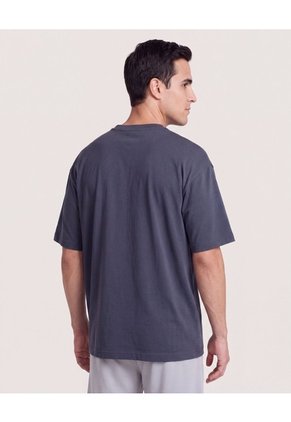 Camiseta Relaxed Básica Unicolor  Para Hombre Azul Ostu