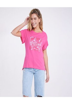 Camiseta Para Mujer Manga Corta Color Rosado  Marca Ostu #40091540