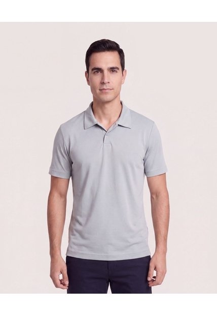 Polo Con Broches  Para Hombre Gris Ostu