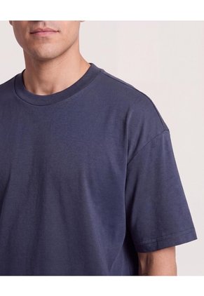 Camiseta Relaxed Básica Unicolor  Para Hombre Azul Ostu