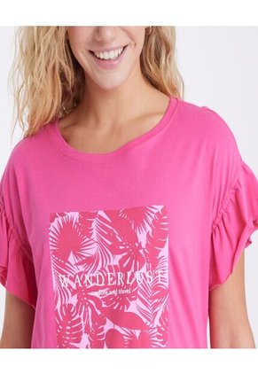 Camiseta Para Mujer Manga Corta Color Rosado  Marca Ostu #40091540
