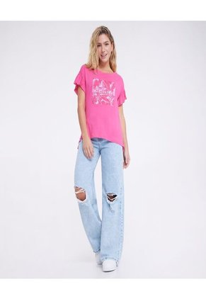 Camiseta Para Mujer Manga Corta Color Rosado  Marca Ostu #40091540