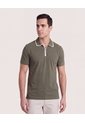 Polo Cremallera Cuello Contraste  Para Hombre Verde Ostu de Ostu