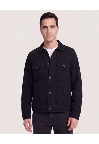 Chaqueta Trucker Clásica  Para Hombre Negro Ostu Ostu