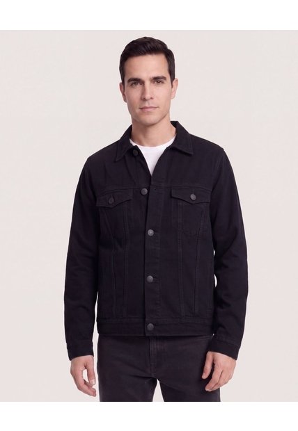 Chaqueta Trucker Clásica  Para Hombre Negro Ostu