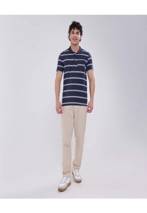 Polo Para Hombre Cuello Tejido Con Bolsillo Color Azul  Marca Ostu #60110643