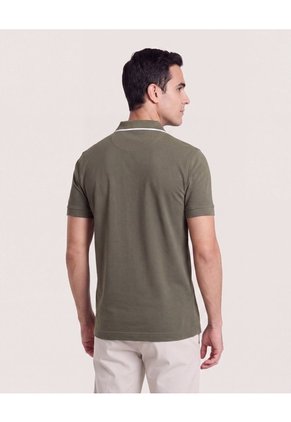 Polo Cremallera Cuello Contraste  Para Hombre Verde Ostu
