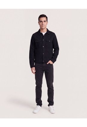 Chaqueta Trucker Clásica  Para Hombre Negro Ostu