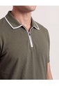 Polo Cremallera Cuello Contraste  Para Hombre Verde Ostu de Ostu