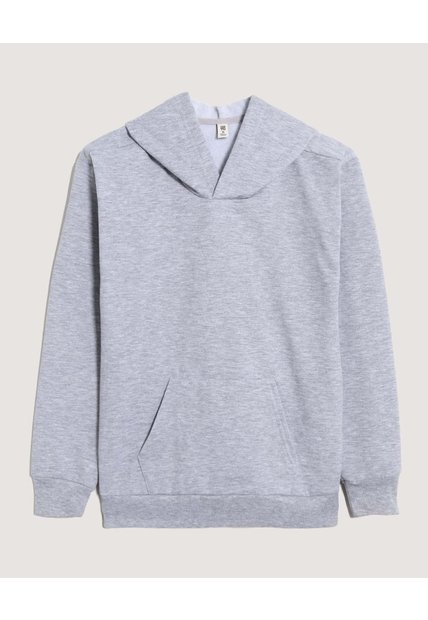 Buzo Hoodie Básico Unicolor Para Niño  Infantil Niño Gris Ostu
