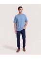 Camiseta Oversize Con Bolsillo  Para Hombre Azul Ostu de Ostu