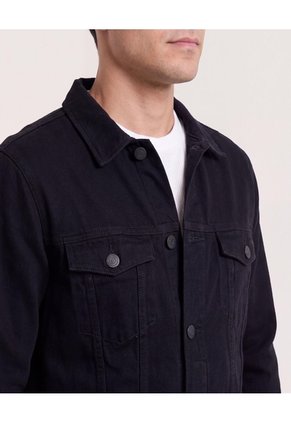 Chaqueta Trucker Clásica  Para Hombre Negro Ostu