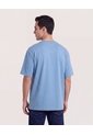 Camiseta Oversize Con Bolsillo  Para Hombre Azul Ostu de Ostu
