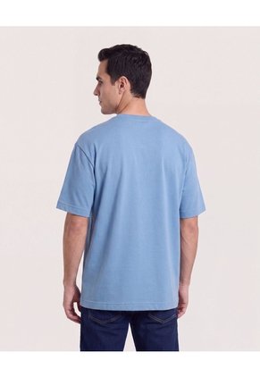 Camiseta Oversize Con Bolsillo Para Hombre Azul Ostu