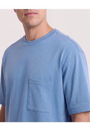 Camiseta Oversize Con Bolsillo Para Hombre Azul Ostu