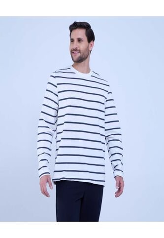 Camiseta Para Hombre Manga Larga Color Crema Marca Ostu #60091235 Ostu