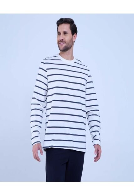 Camiseta Para Hombre Manga Larga Color Crema Marca Ostu #60091235