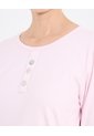 Pijama Manga Larga Con Botones  Para Mujer Rosado Ostu de Ostu