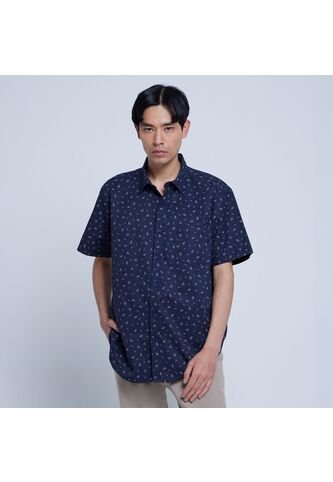 Camisa Para Hombre Manga Corta Con Bolsillo Color Azul Medio Marca Ostu #60010626 Ostu