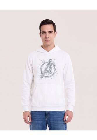 Buzo Hoodie Estampado Avengers  Para Hombre Crema Ostu Ostu