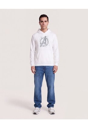 Buzo Hoodie Estampado Avengers  Para Hombre Crema Ostu