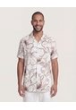 Camisa Resort Estampada  Para Hombre Beige Ostu de Ostu