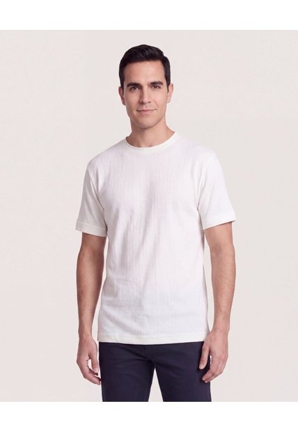 Camiseta Regular Tricot  Para Hombre Crema Ostu