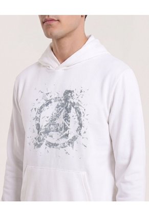 Buzo Hoodie Estampado Avengers  Para Hombre Crema Ostu