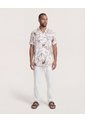 Camisa Resort Estampada  Para Hombre Beige Ostu de Ostu