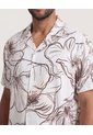 Camisa Resort Estampada  Para Hombre Beige Ostu de Ostu