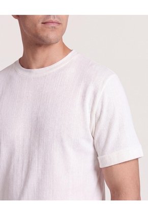 Camiseta Regular Tricot  Para Hombre Crema Ostu