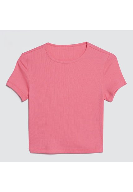 Crop Top Para Mujer Manga Corta Color Rosado  Marca Ostu #40091829