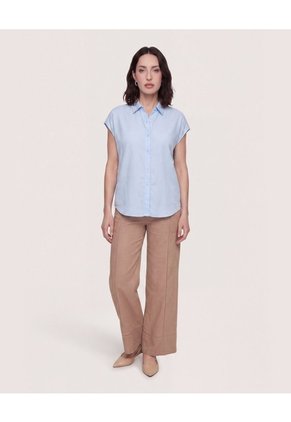 Camisa Manga Corta  Para Mujer Azul Ostu
