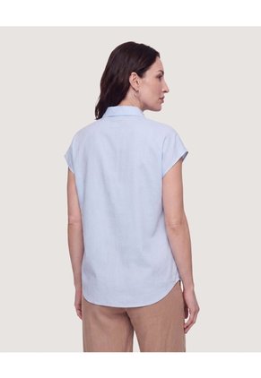 Camisa Manga Corta  Para Mujer Azul Ostu